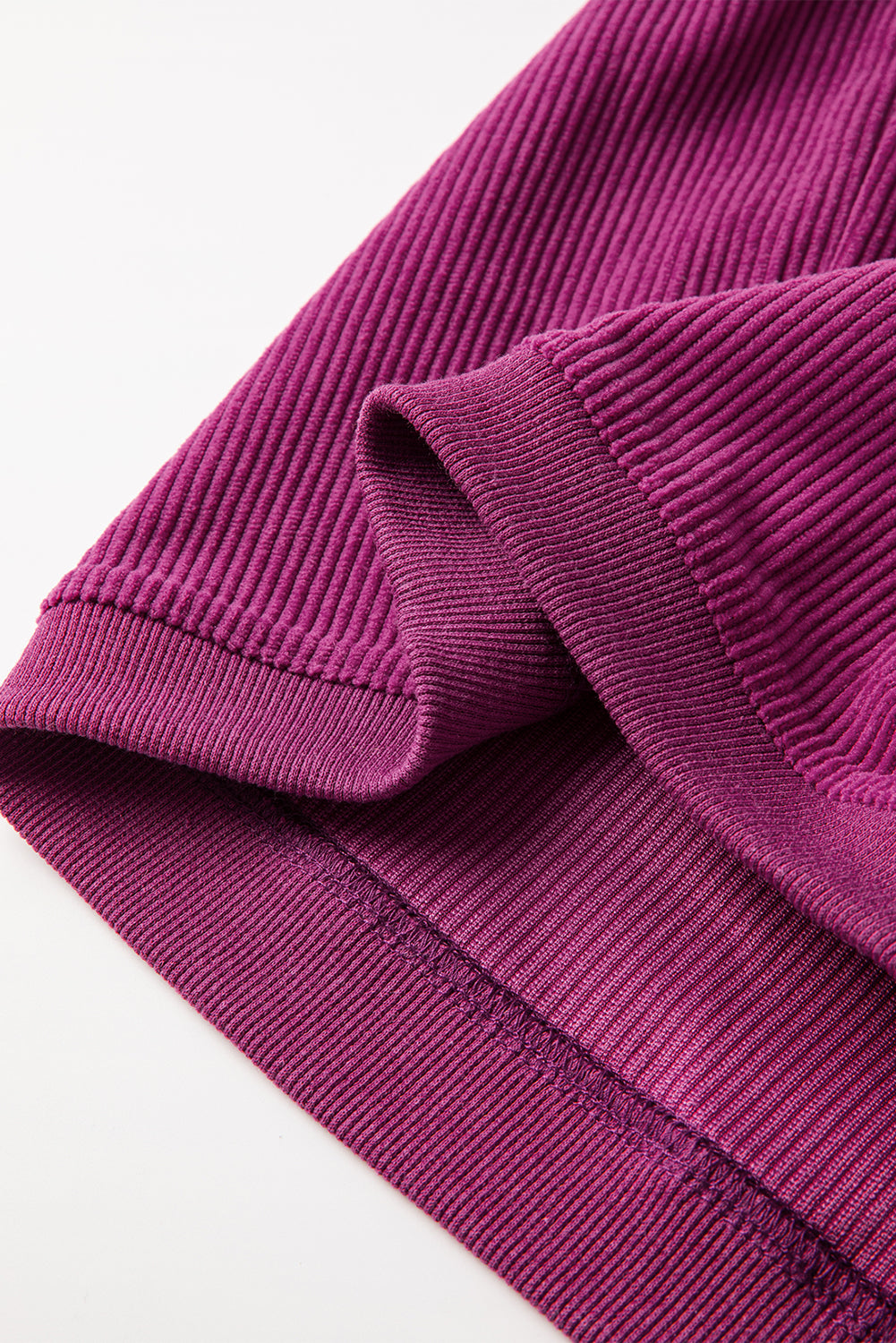 Orange Plain Drop Sleeve Rib-Knit Oversized Sweatshirt