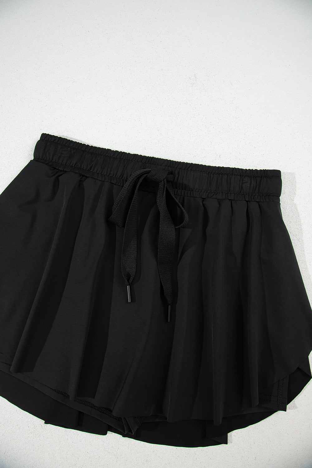 Black Drawstring High Waist Lined Tennis Skort - Kustom Kreations Goods
