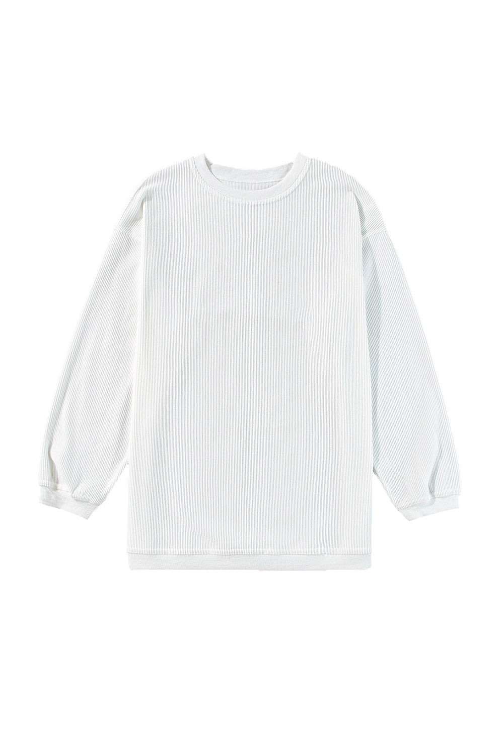 Orange Plain Drop Sleeve Rib-Knit Oversized Sweatshirt