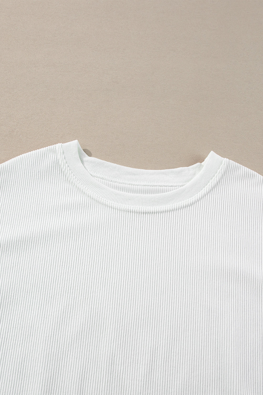 Orange Plain Drop Sleeve Rib-Knit Oversized Sweatshirt