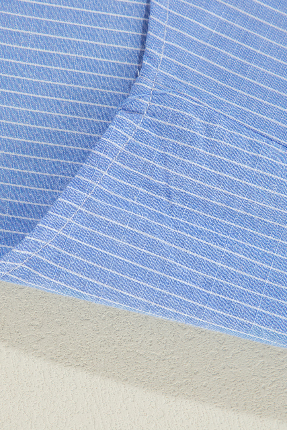 Sky Blue Stripe Roll Tab Sleeve Pocketed Tunic Shirt Shacket