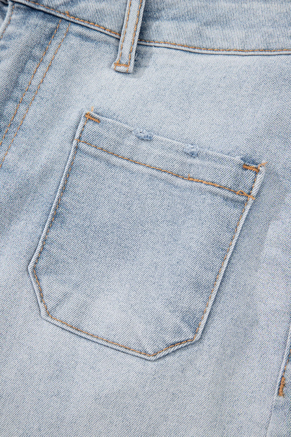 Beau Blue Light Wash High Rise Denim Shorts - Kustom Kreations Goods