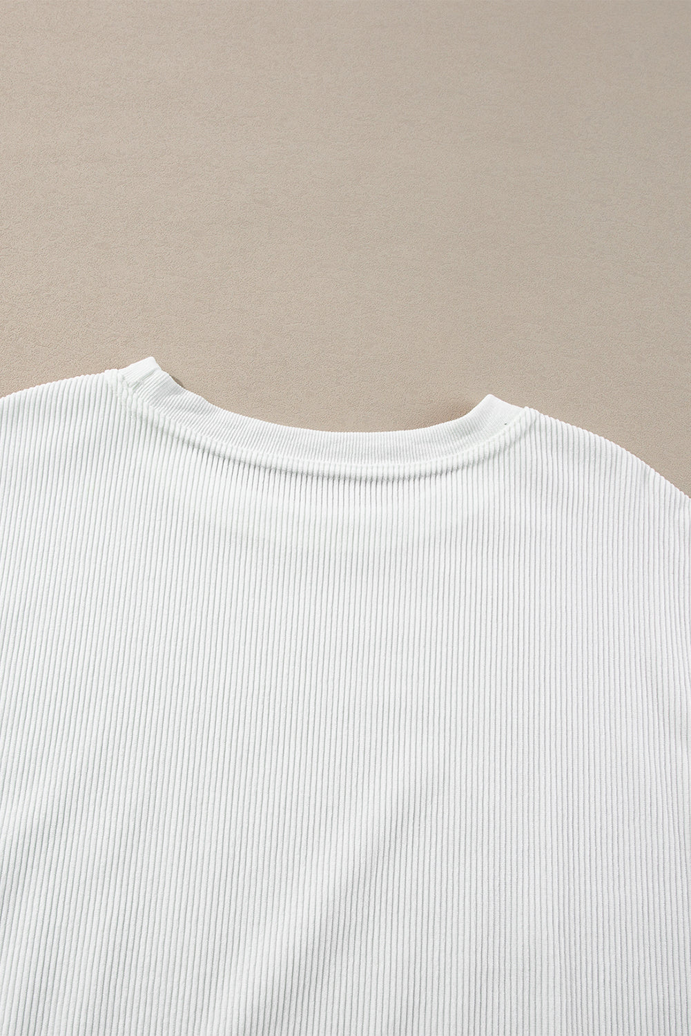 Orange Plain Drop Sleeve Rib-Knit Oversized Sweatshirt