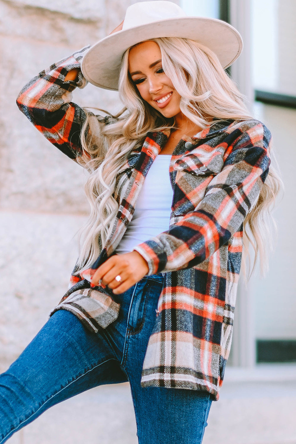 Multicolor Plaid Casual Button Up Flannel Jacket