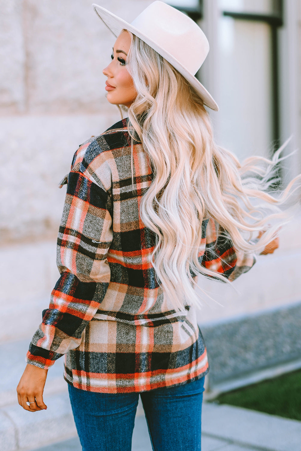 Multicolor Plaid Casual Button Up Flannel Jacket