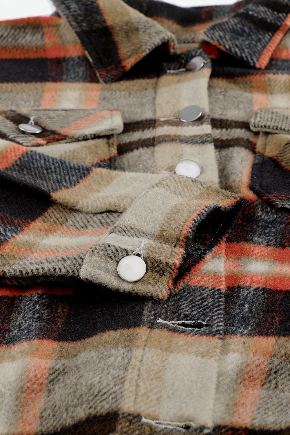 Multicolor Plaid Casual Button Up Flannel Jacket