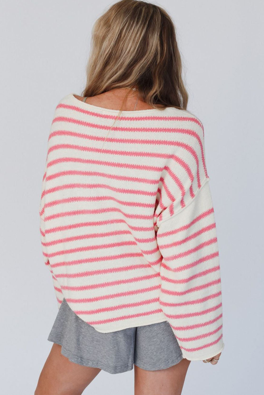 Yellow Striped Drop Sleeve Oversized Sweater