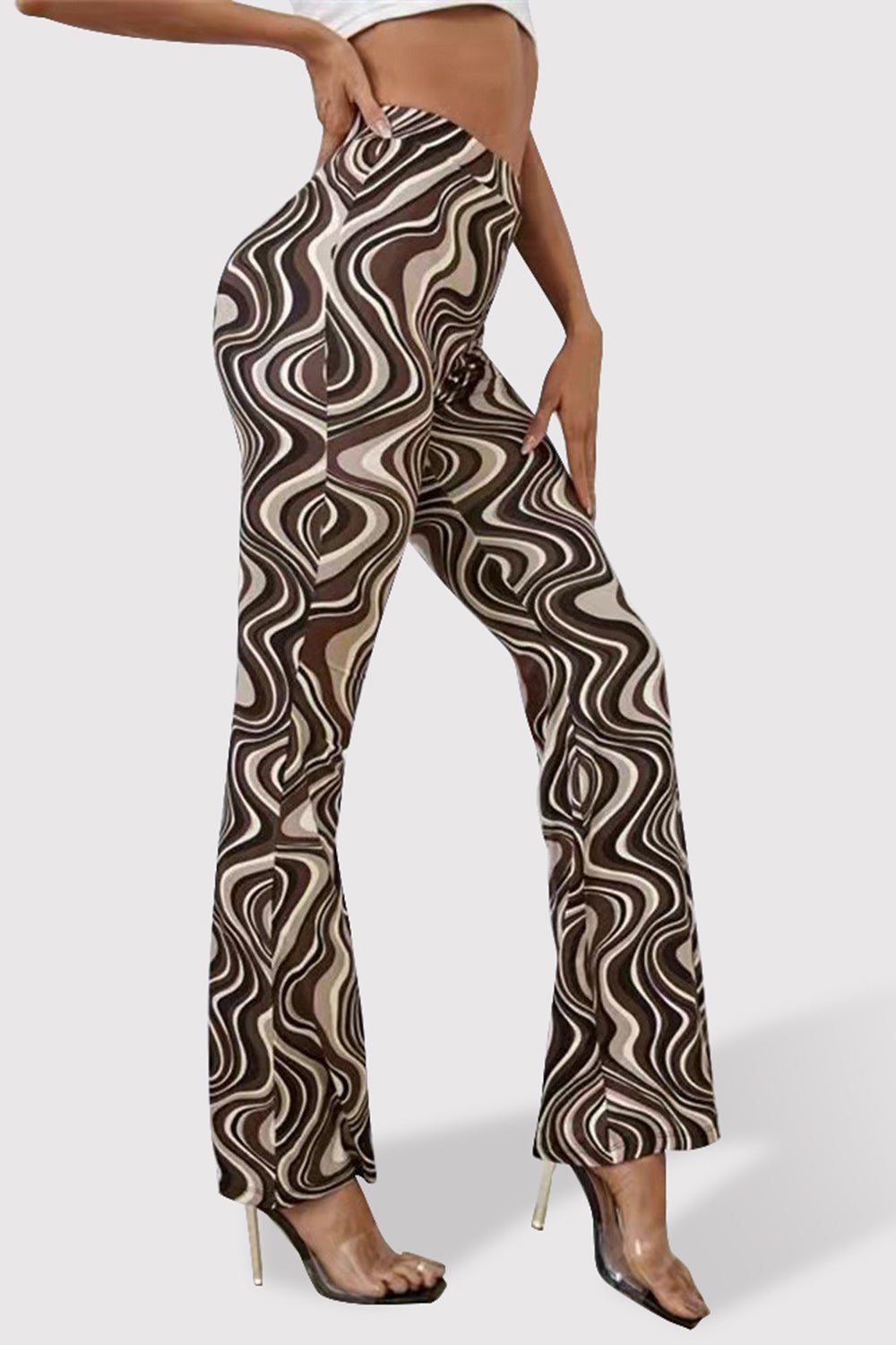 Printed High Waist Flare Pants