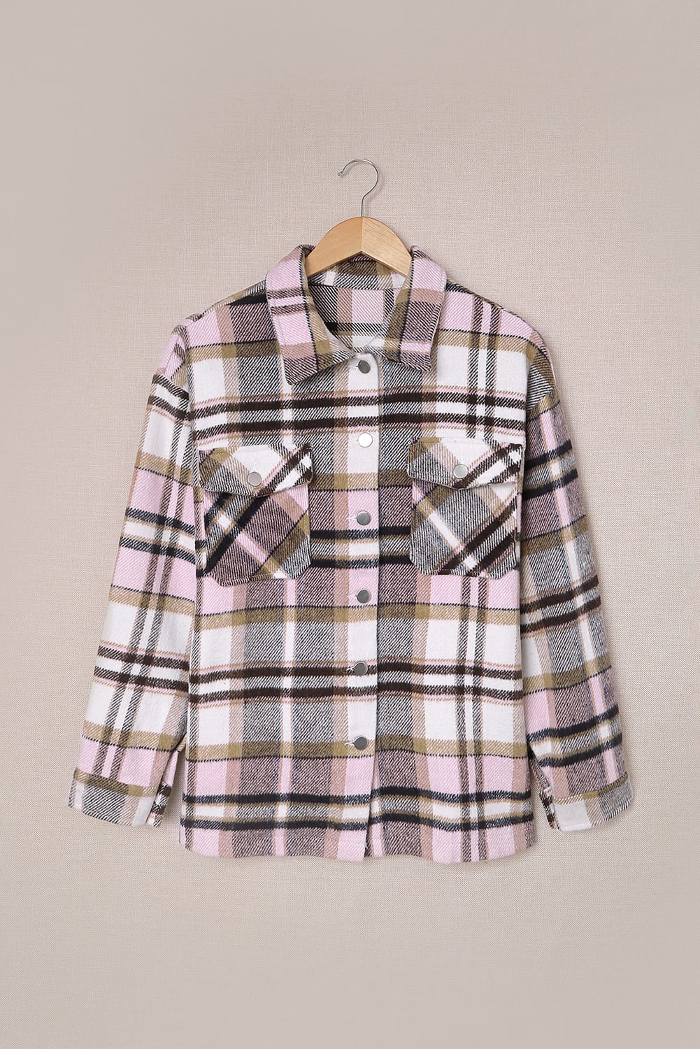 Multicolor Plaid Casual Button Up Flannel Jacket