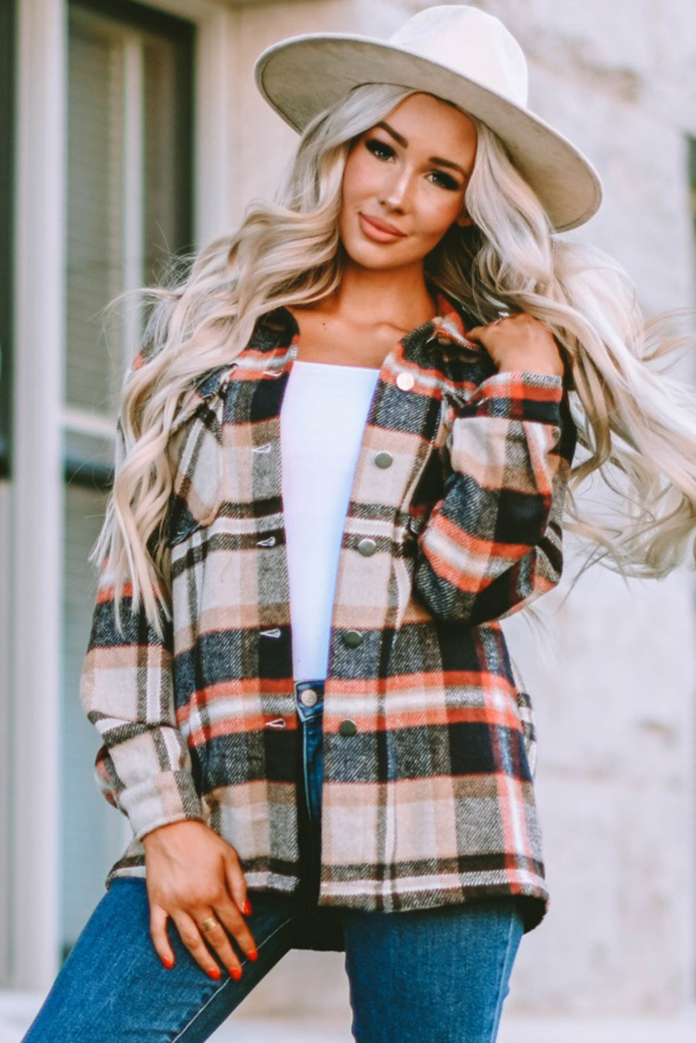 Multicolor Plaid Casual Button Up Flannel Jacket