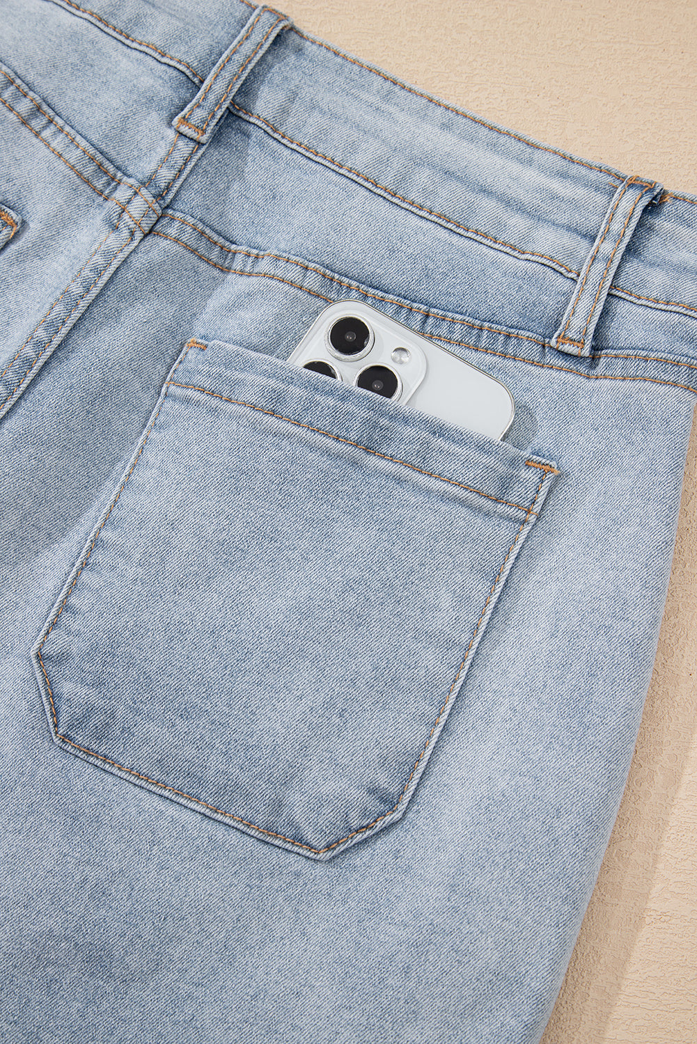 Beau Blue Light Wash High Rise Denim Shorts - Kustom Kreations Goods