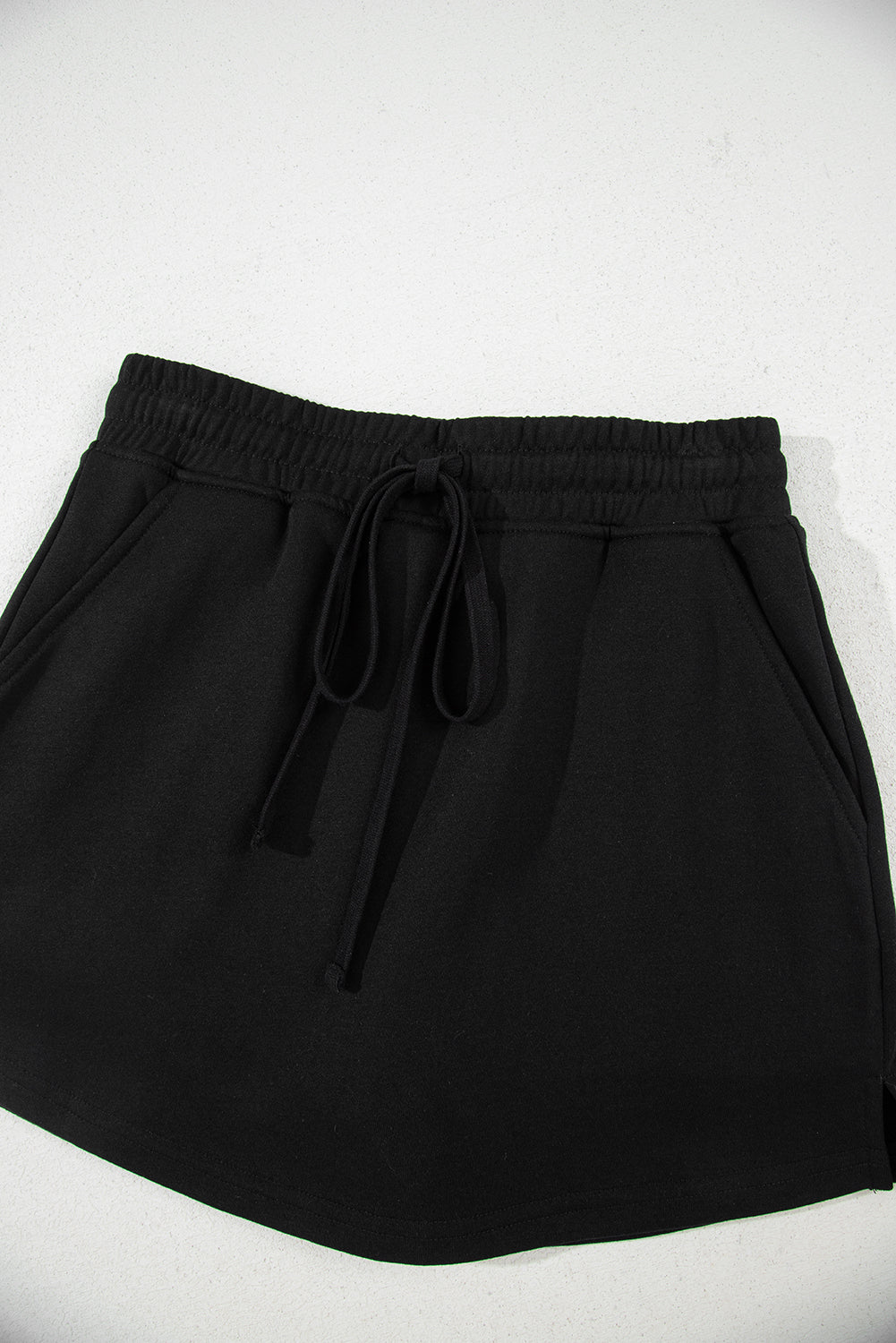 Light Grey French Terry Drawstring Mini Skort with Pockets - Kustom Kreations Goods