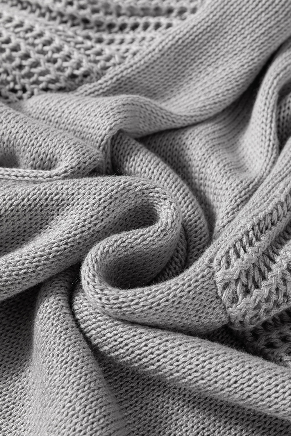 Light Grey Drawstring Short Sleeve Knit Hooded Top