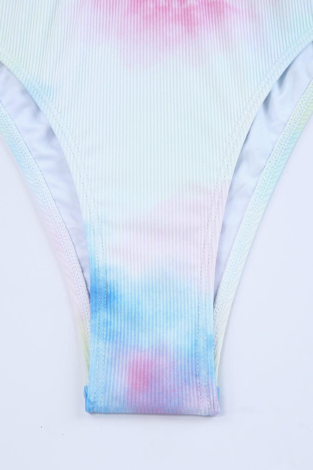 Multicolor Tie Dye Ribbed Texture Bikini Swimsuit