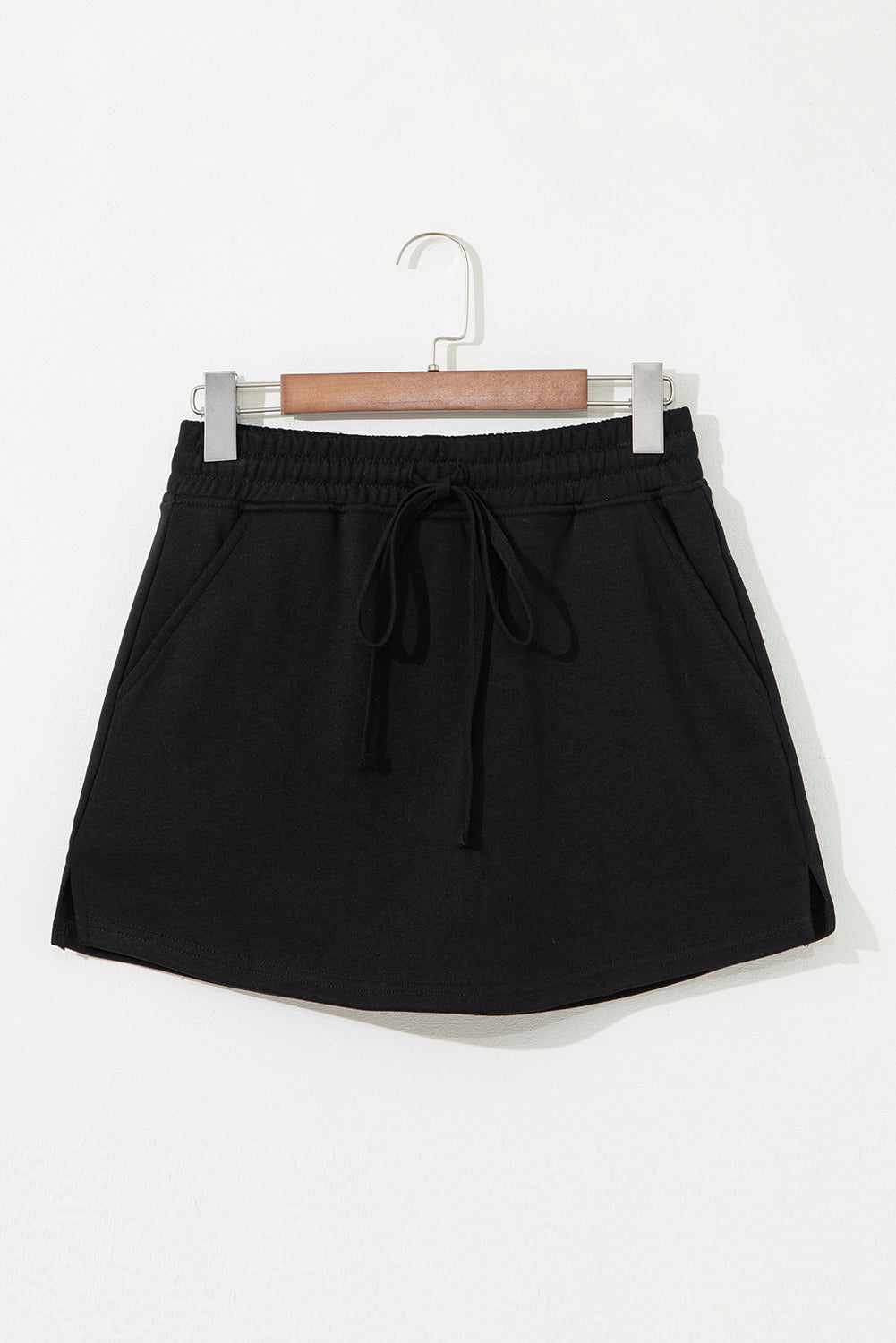 Light Grey French Terry Drawstring Mini Skort with Pockets - Kustom Kreations Goods
