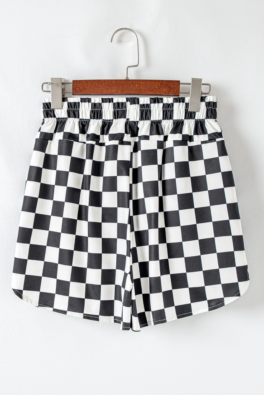Black Checkered Print High Waist Casual Shorts - Kustom Kreations Goods