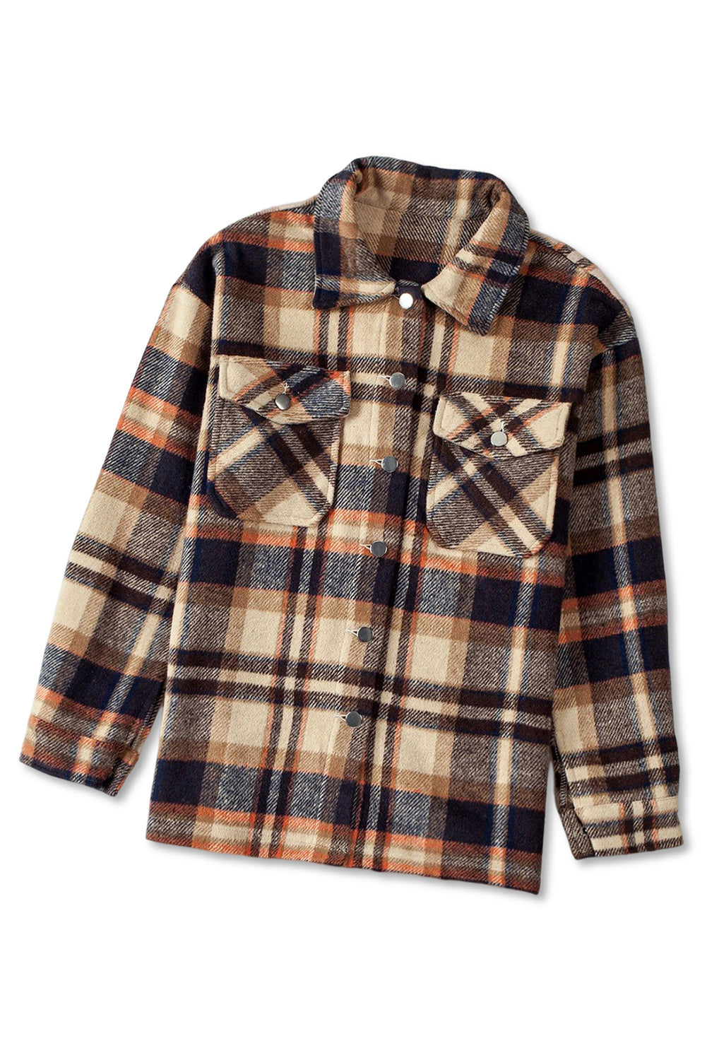 Multicolor Plaid Casual Button Up Flannel Jacket