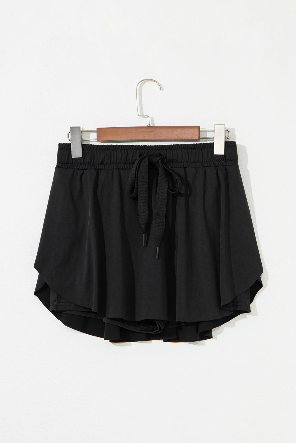 Black Drawstring High Waist Lined Tennis Skort - Kustom Kreations Goods