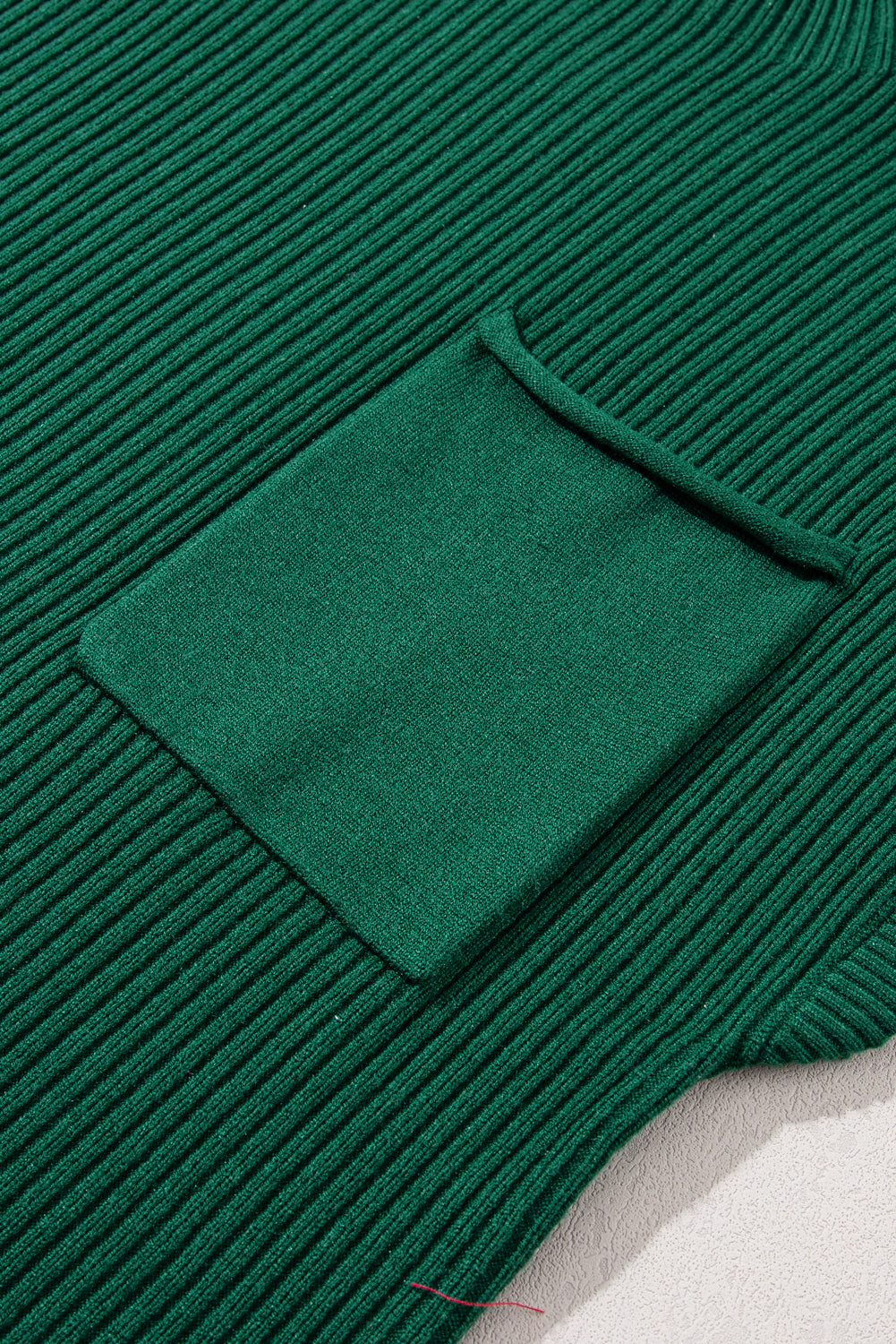 Green Patch Pocket Ribbed Knit Short Sleeve Sweater - Kustom Kreations Goods