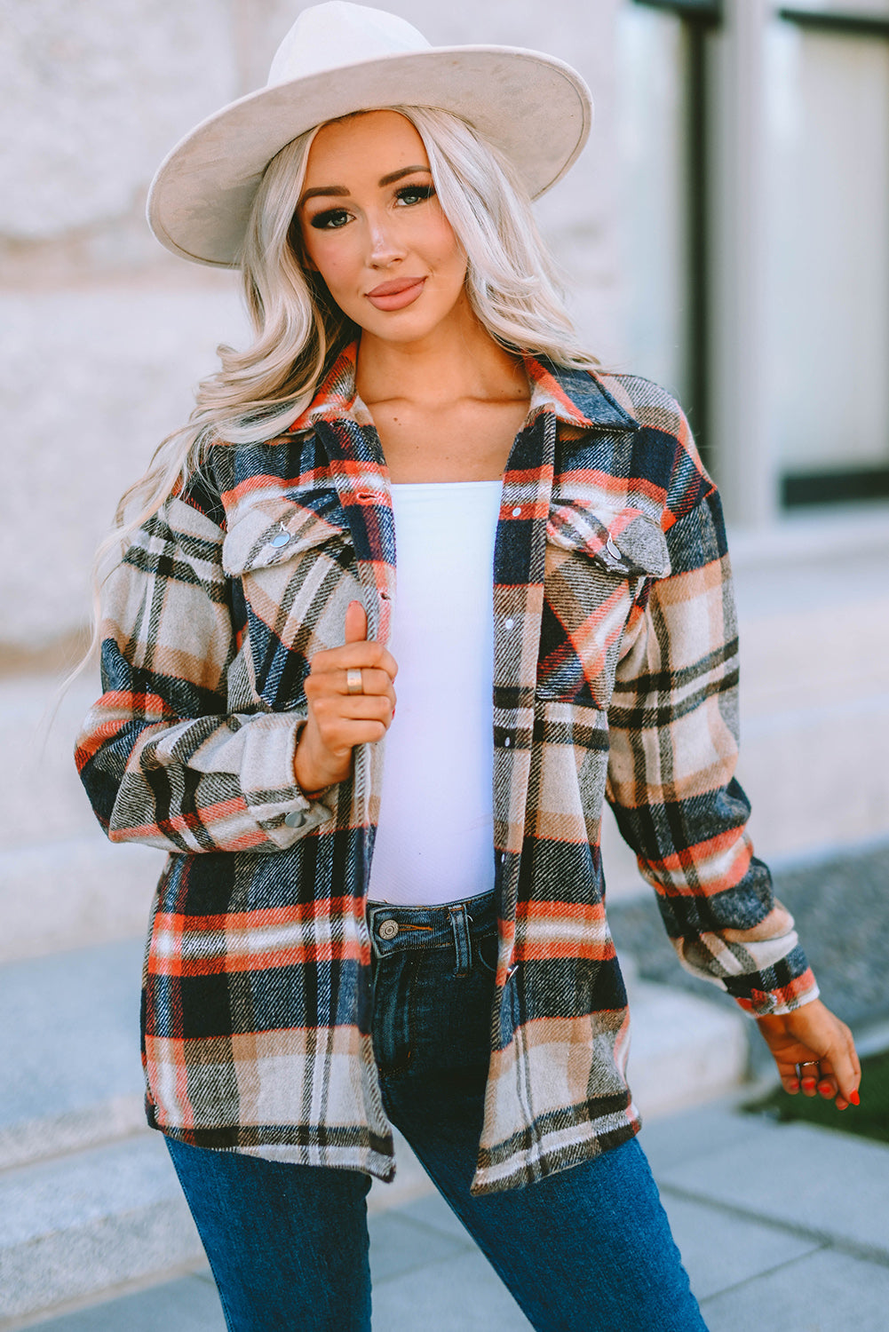Multicolor Plaid Casual Button Up Flannel Jacket