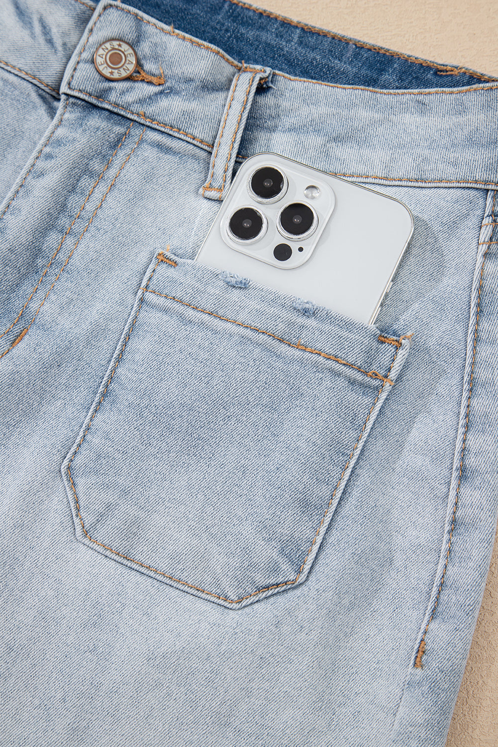 Beau Blue Light Wash High Rise Denim Shorts - Kustom Kreations Goods