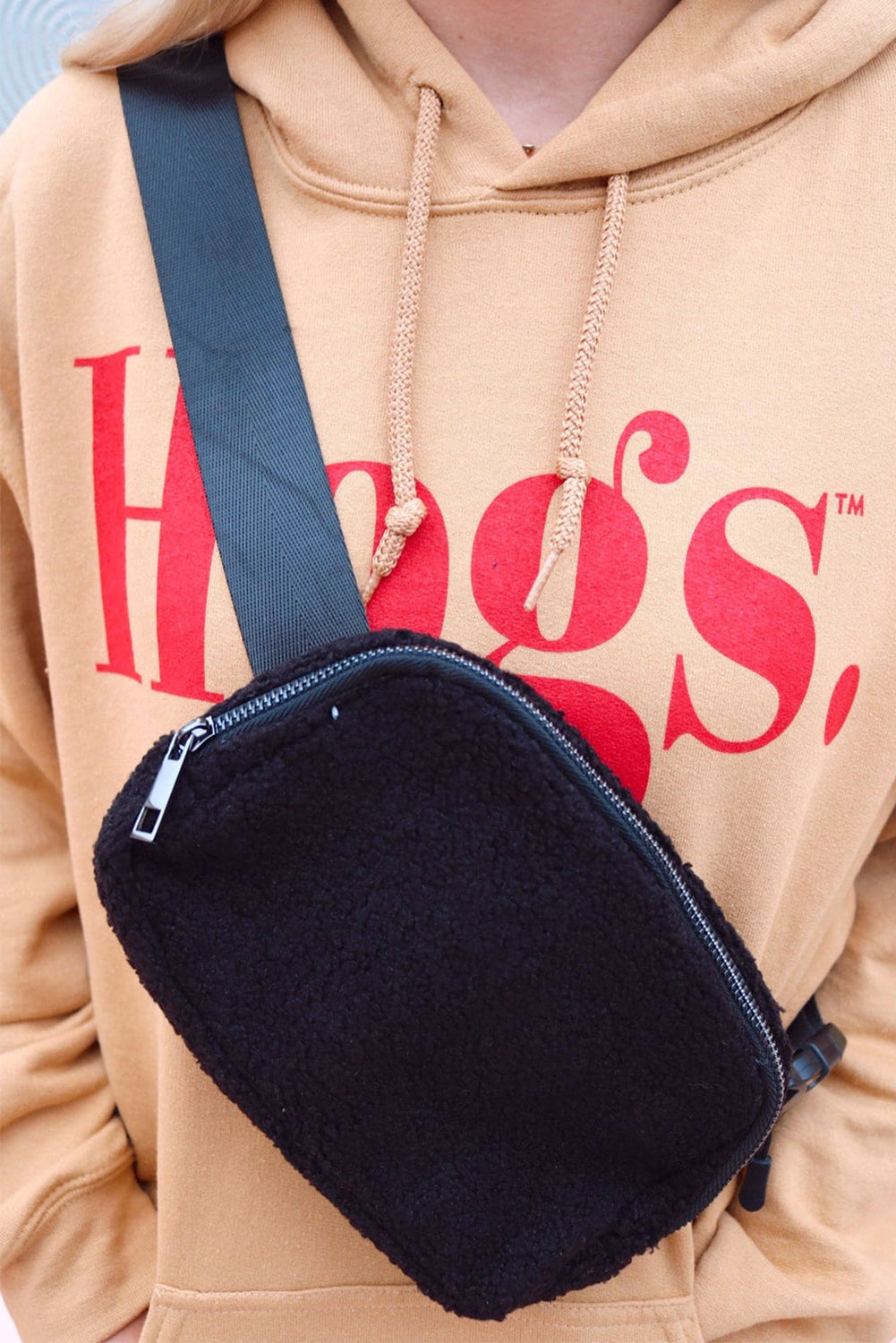 Bright White Sherpa Adjustable Strap Crossbody Bag