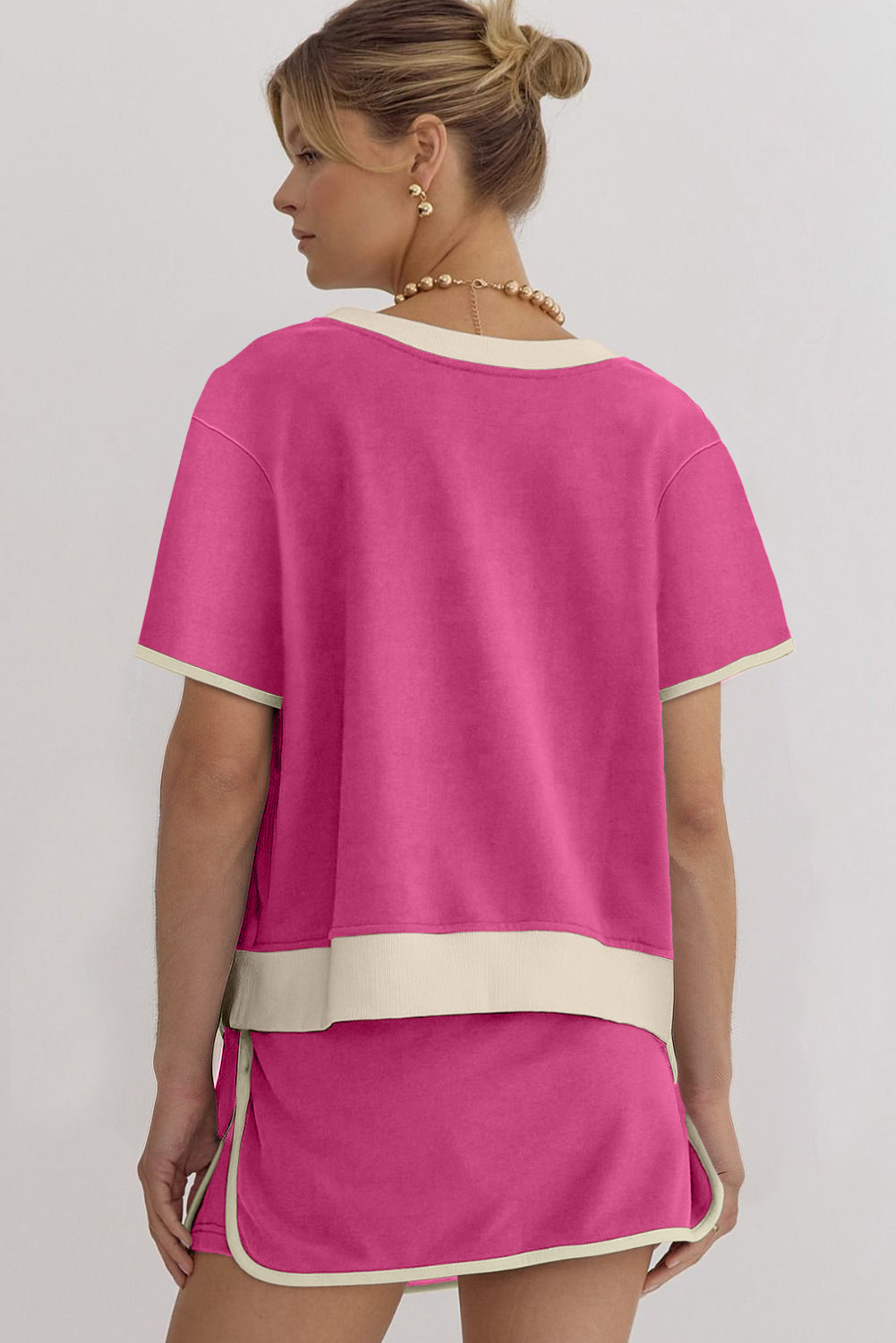 Evergreen Colorblock Edge Drop Shoulder T Shirt and Skort 2Pcs Set - Kustom Kreations Goods