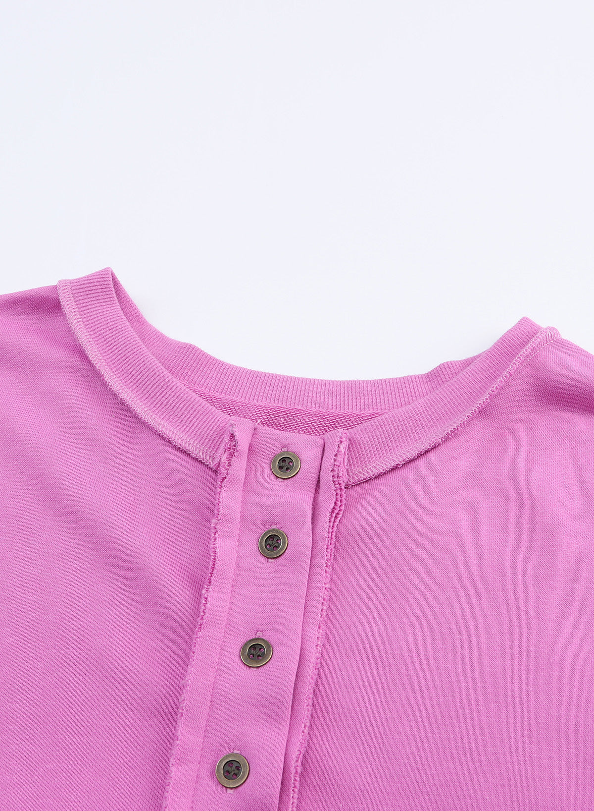 Purple Patchwork Exposed Seam Henley Sweatshirt