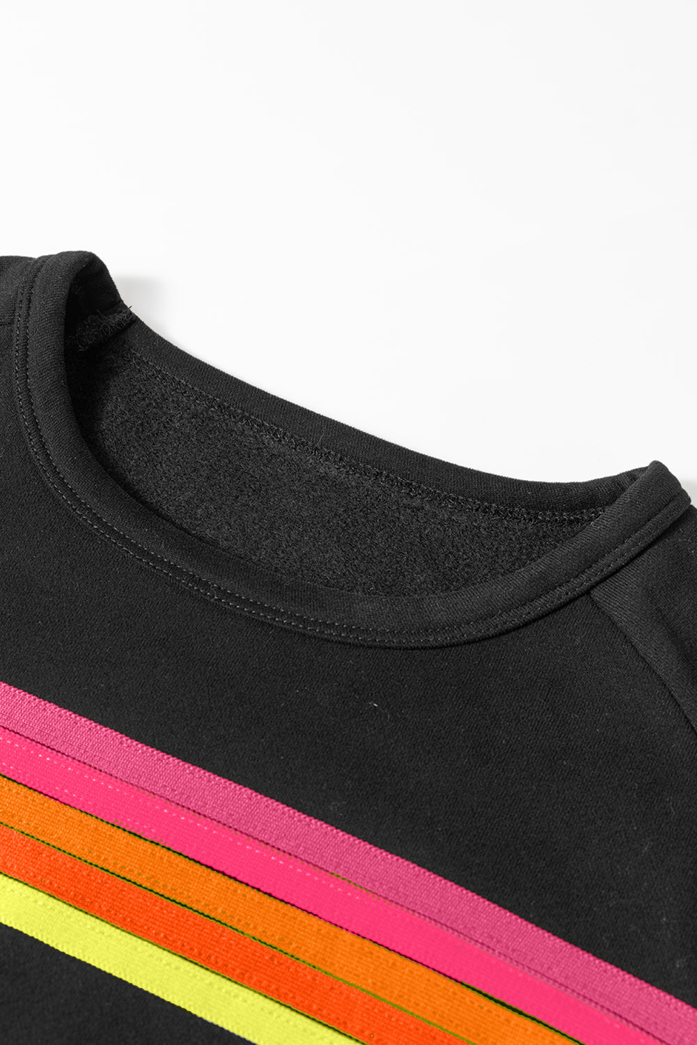 Black Colorful Striped Long Sleeve Pullover and Shorts Set - Kustom Kreations Goods