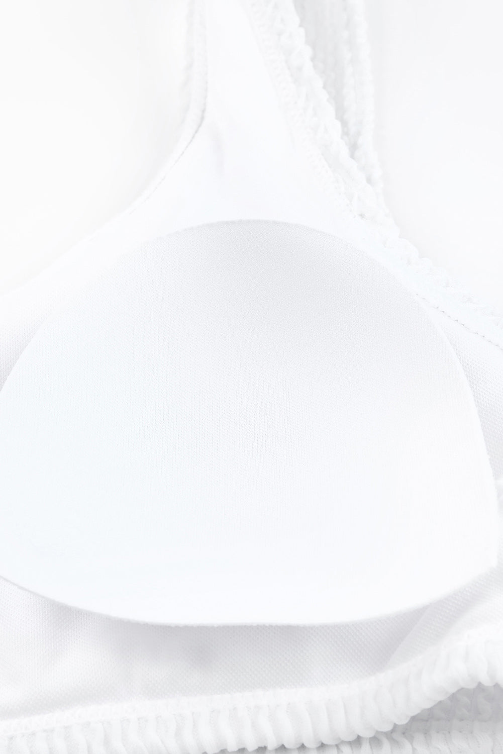 White Crinkle Textured Asymmetric Bikini Swimsuit