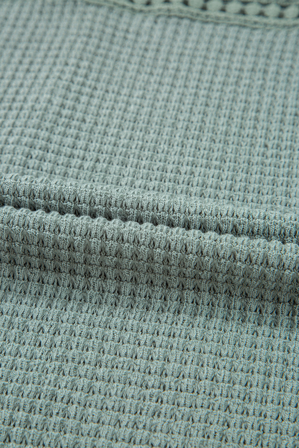 Mist Green Hollow Patchwork Waffle Knit Top - Kustom Kreations Goods