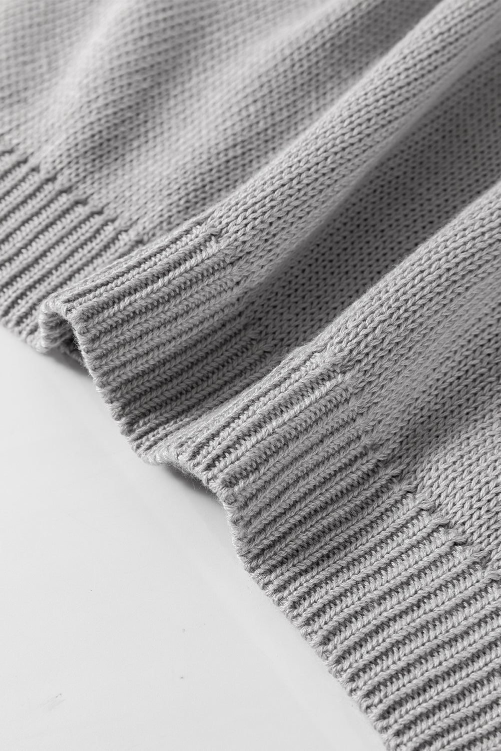 Light Grey Drawstring Short Sleeve Knit Hooded Top