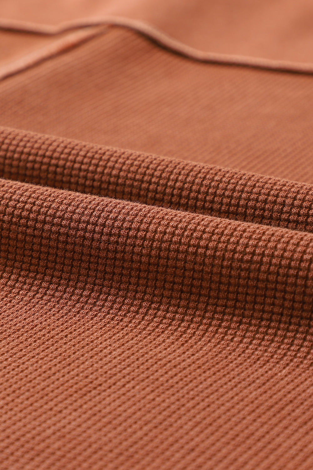 Laurel Green Waffle Exposed Seam Washed Henley Sweatshirt