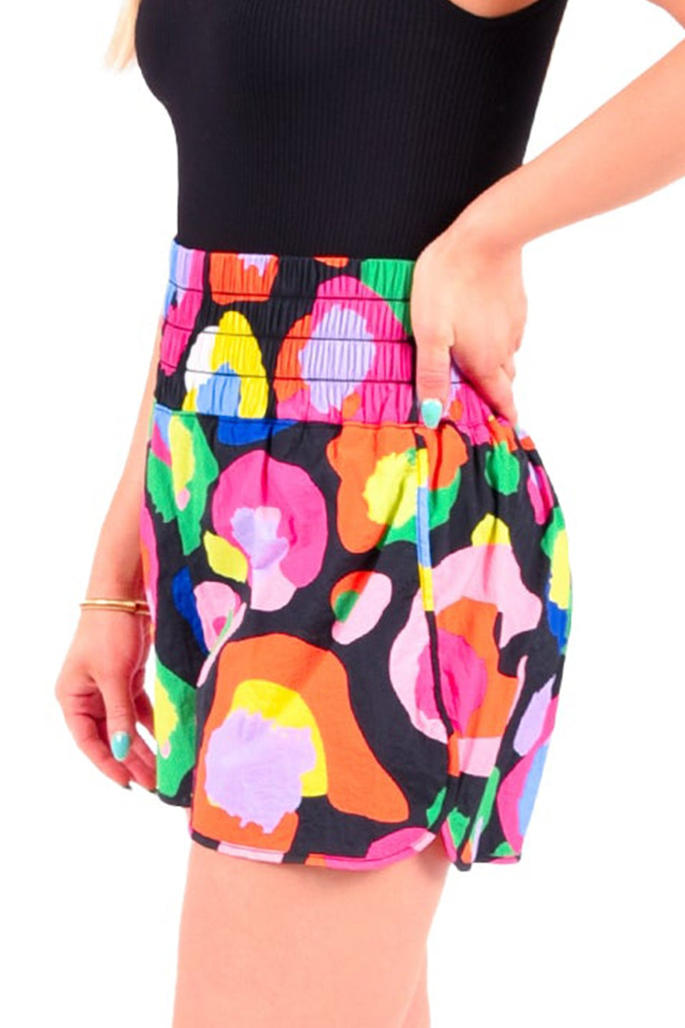 Printed Elastic Waist Shorts