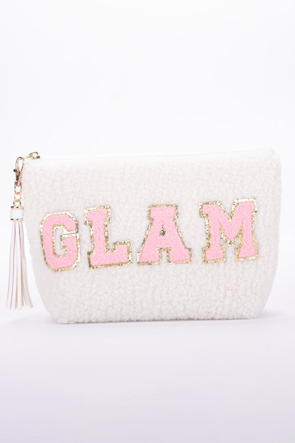 Phalaenopsis STUFF Letter Pattern Tassel Zipper Makeup Bag