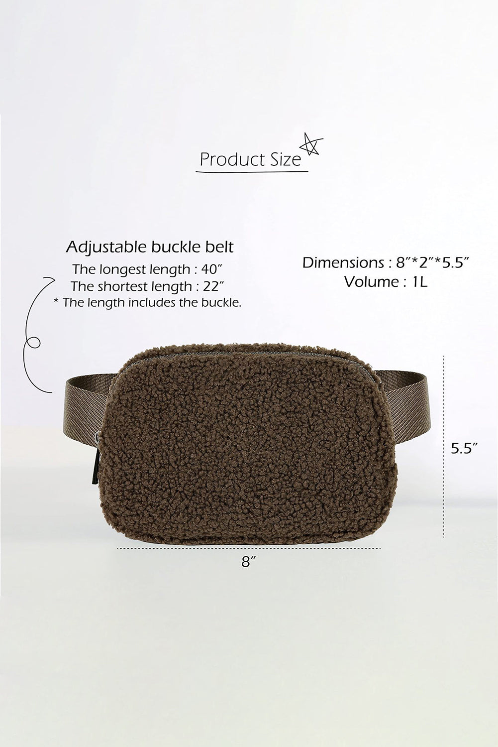 Bright White Sherpa Adjustable Strap Crossbody Bag