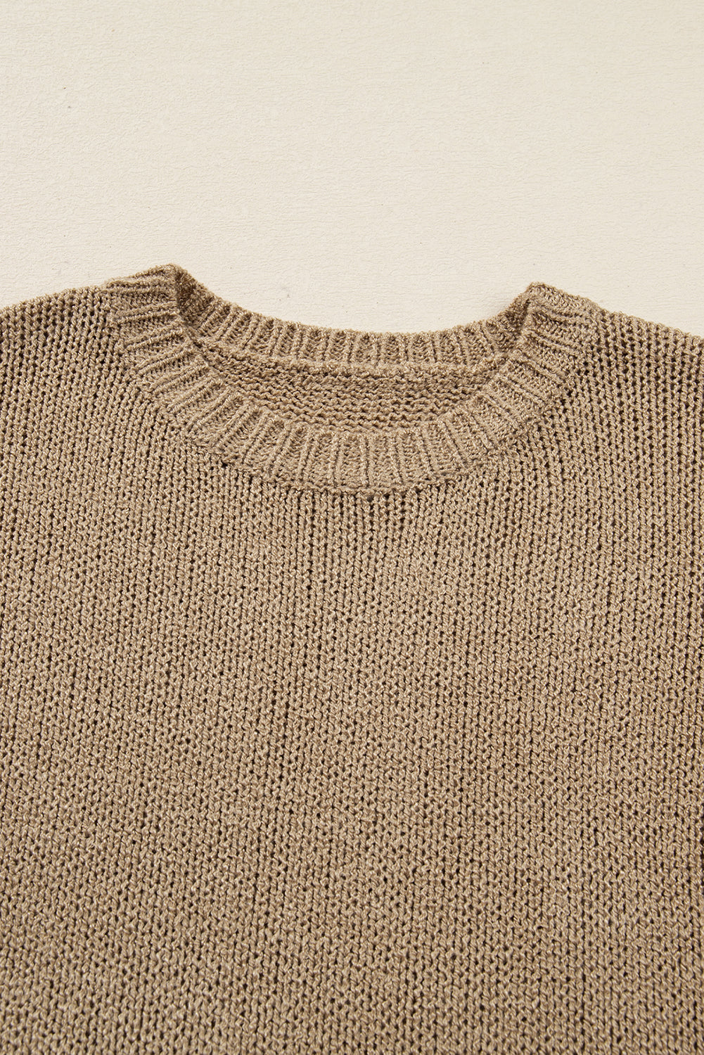 Pale Khaki Oversize Drop Shoulder Slouchy Sweater Dress - Kustom Kreations Goods