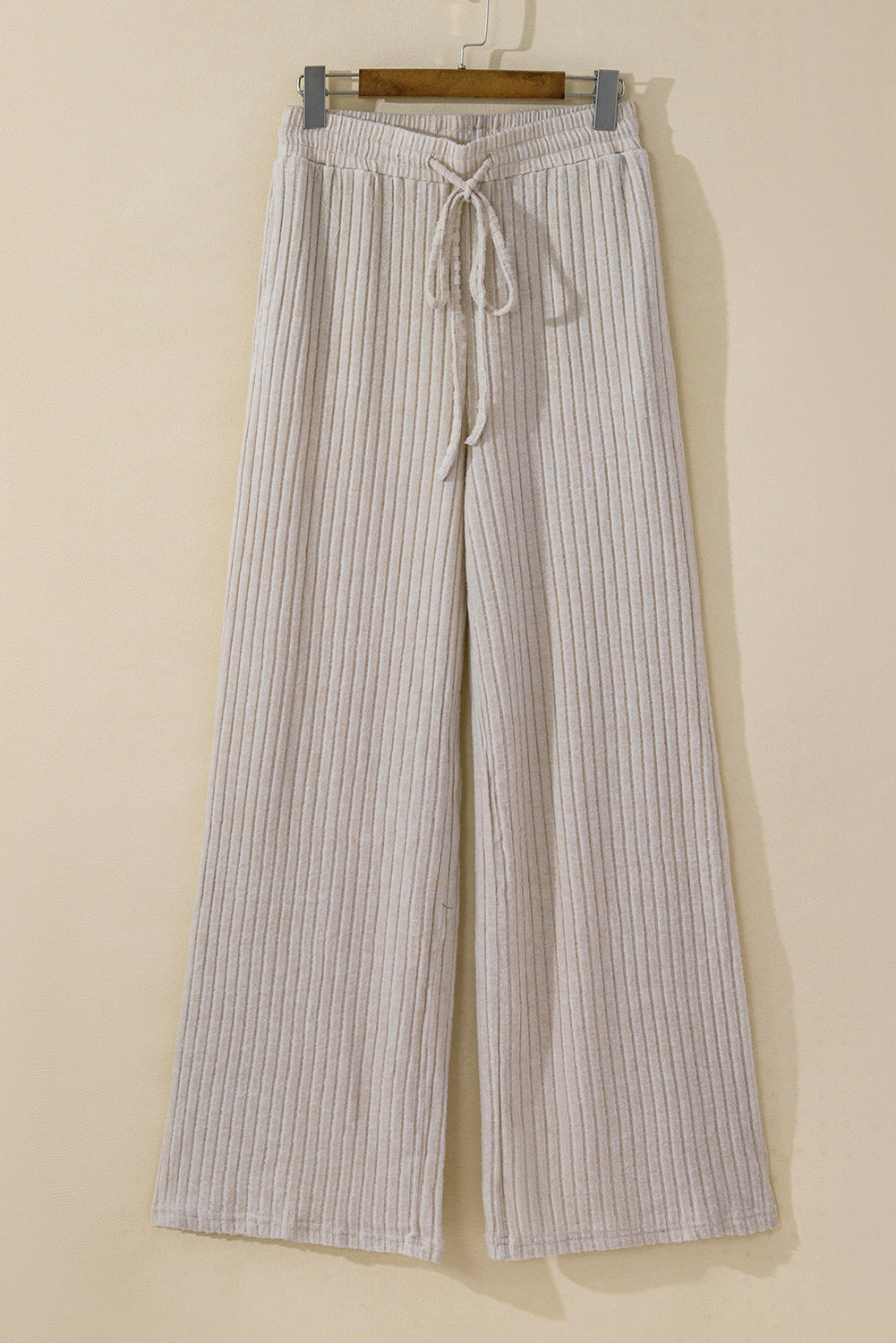 Khaki Ribbed Long Sleeve Crop Top & Drawstring Pants Set