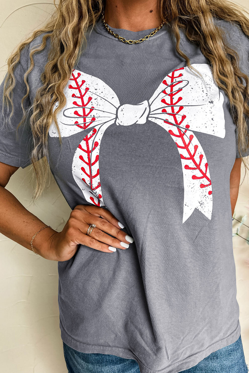 Black Baseball Bowknot Graphic Roll Up Sleeve Tee - Kustom Kreations Goods