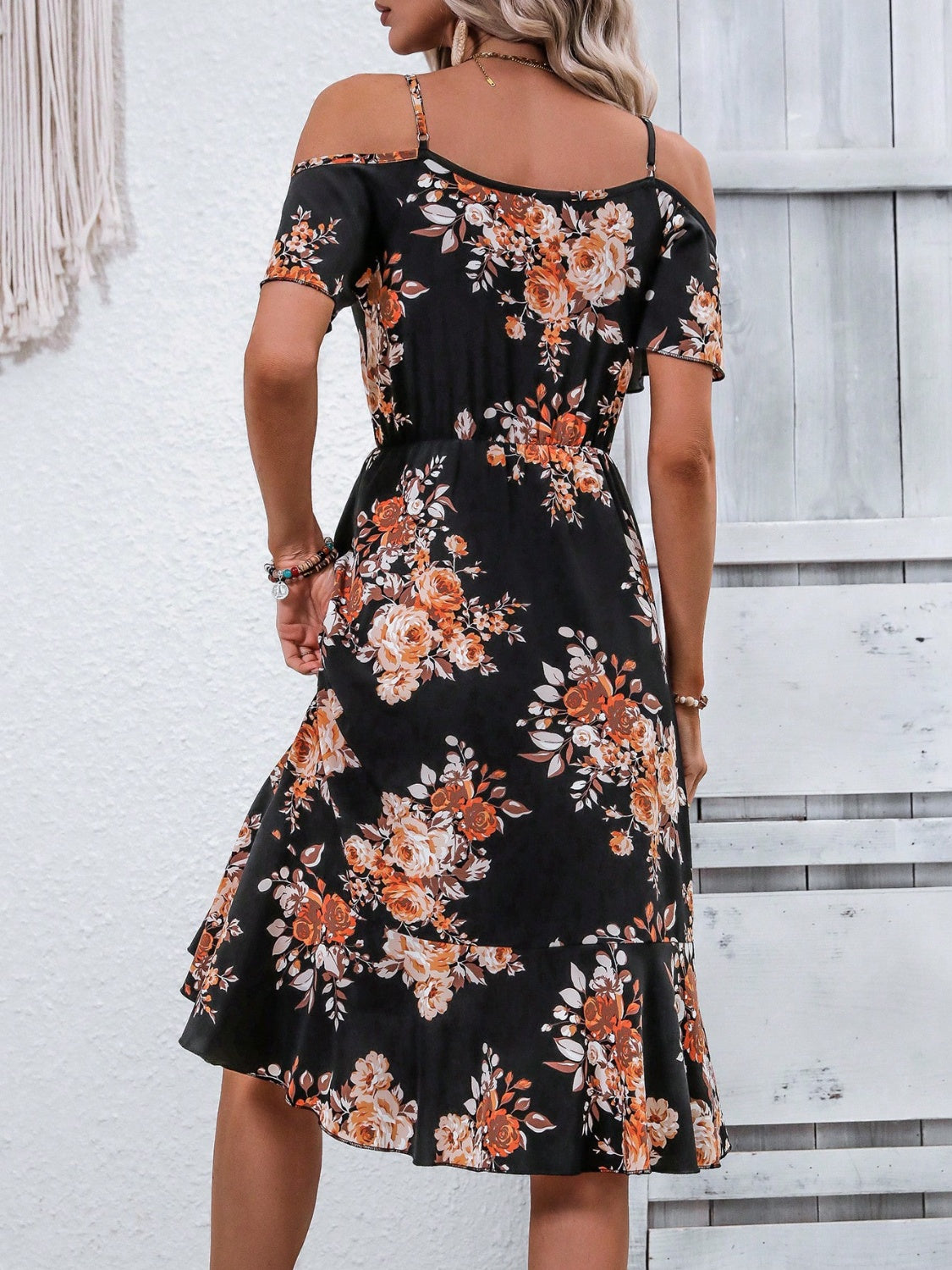 Printed Short Sleeve Mini Cami Dress