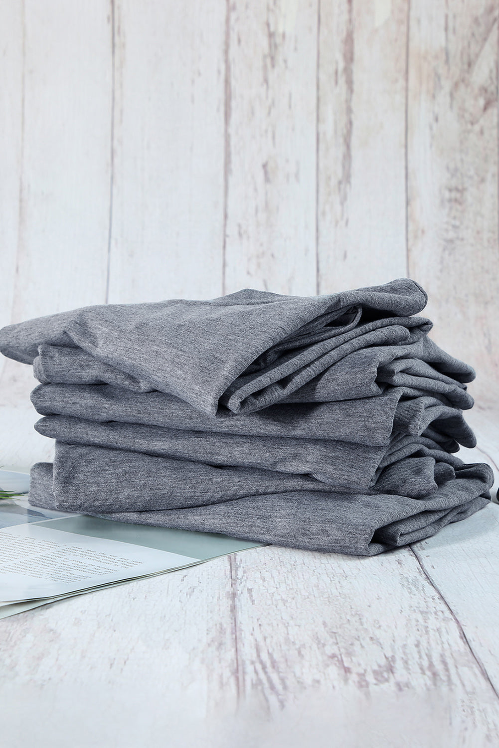 Green Plain Solid Color Crew Neck Tee