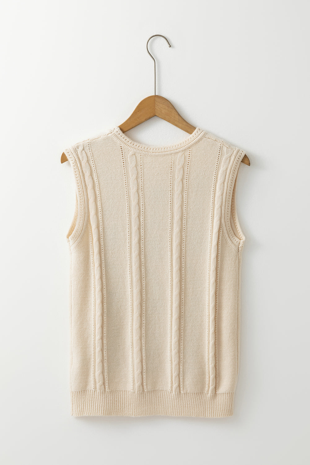 Jet Stream Embroidered Floral Cable Knit Vest Top