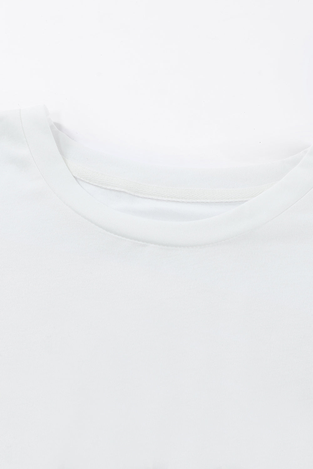 Green Plain Solid Color Crew Neck Tee