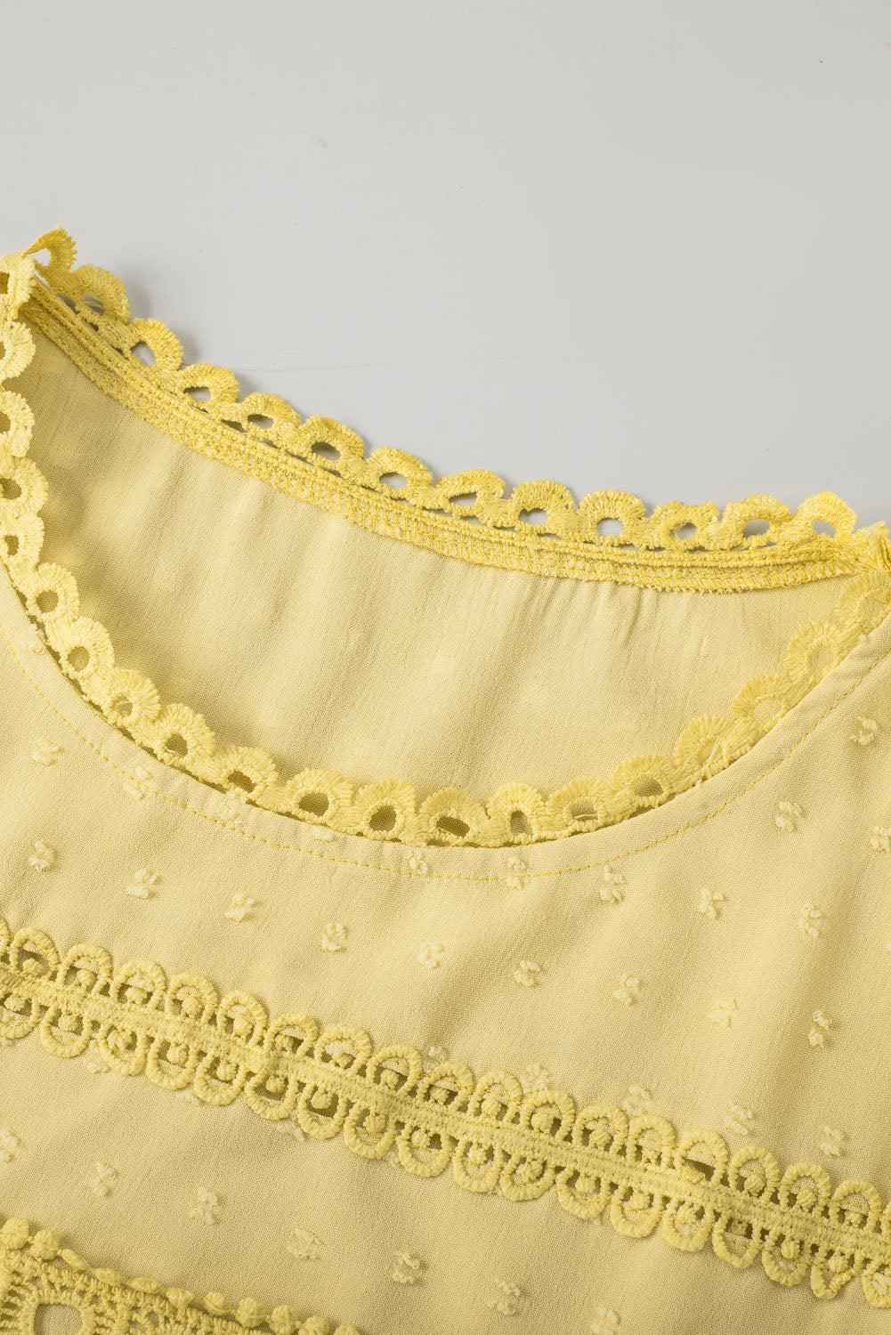 Apricot Swiss Dot Crochet Eyelet Back Button Detail Blouse