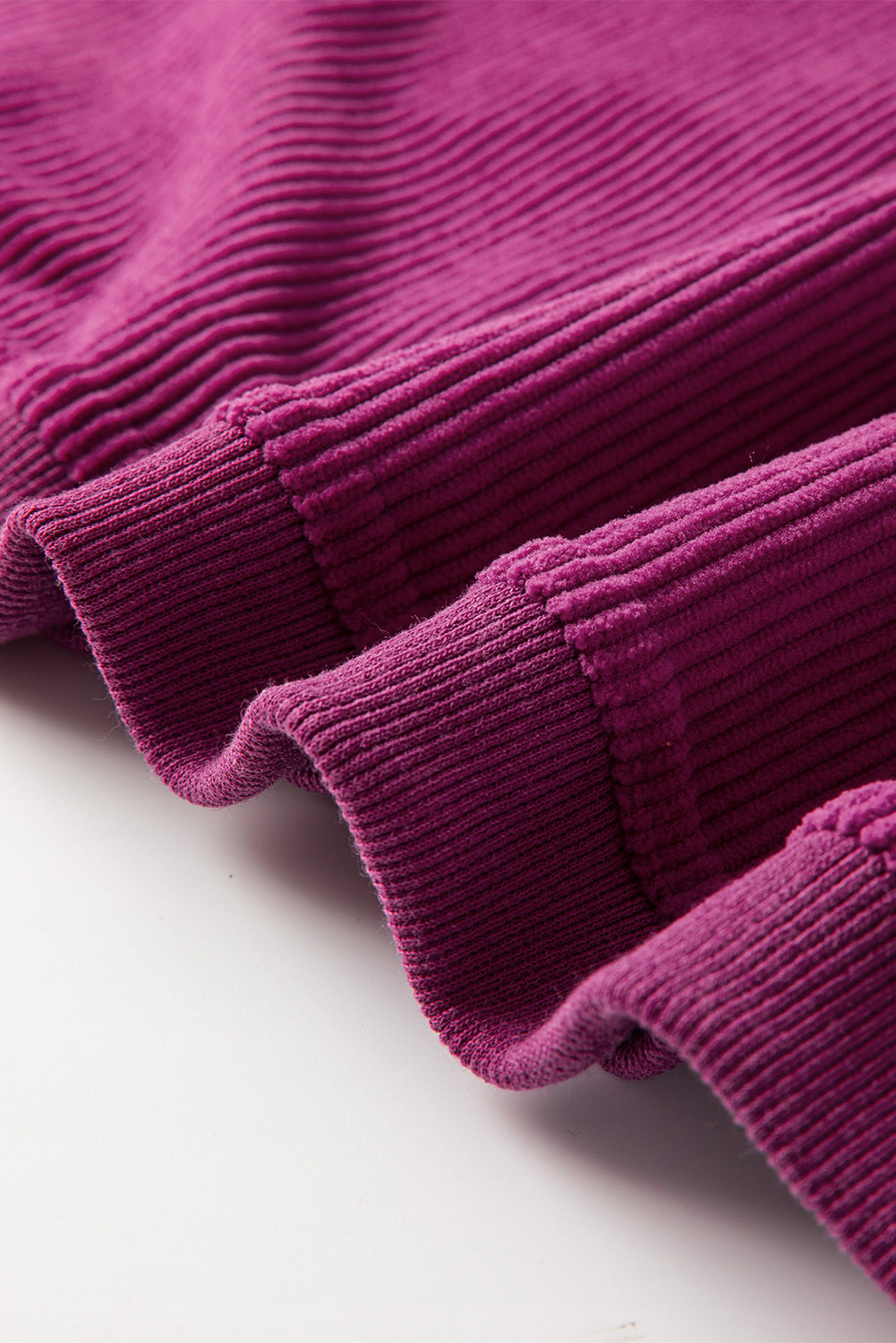 Orange Plain Drop Sleeve Rib-Knit Oversized Sweatshirt