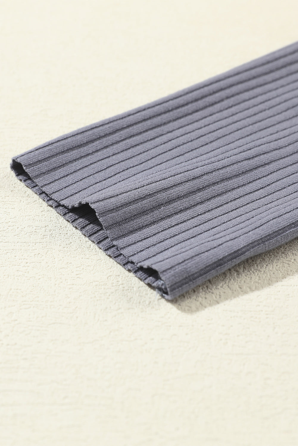 Gray Plain Ribbed Crop Top & Wide Leg Pants Two Piece Pants Set