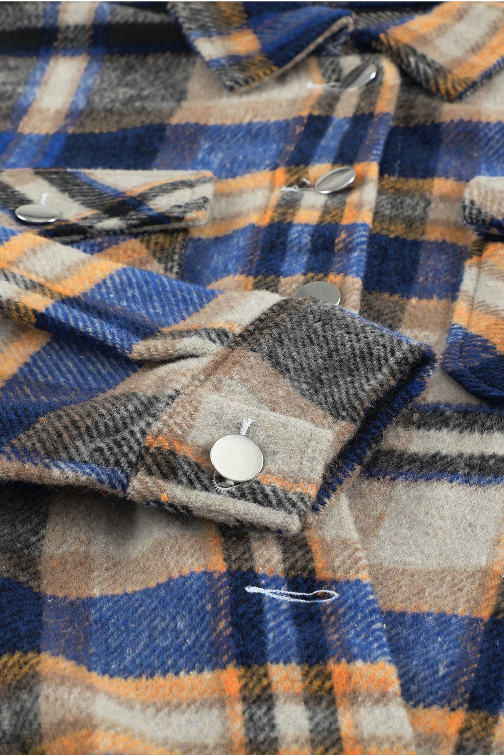 Multicolor Plaid Casual Button Up Flannel Jacket