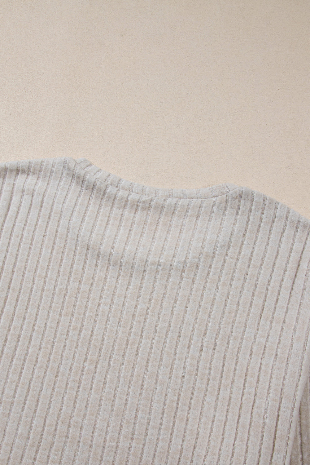 Khaki Ribbed Long Sleeve Crop Top & Drawstring Pants Set