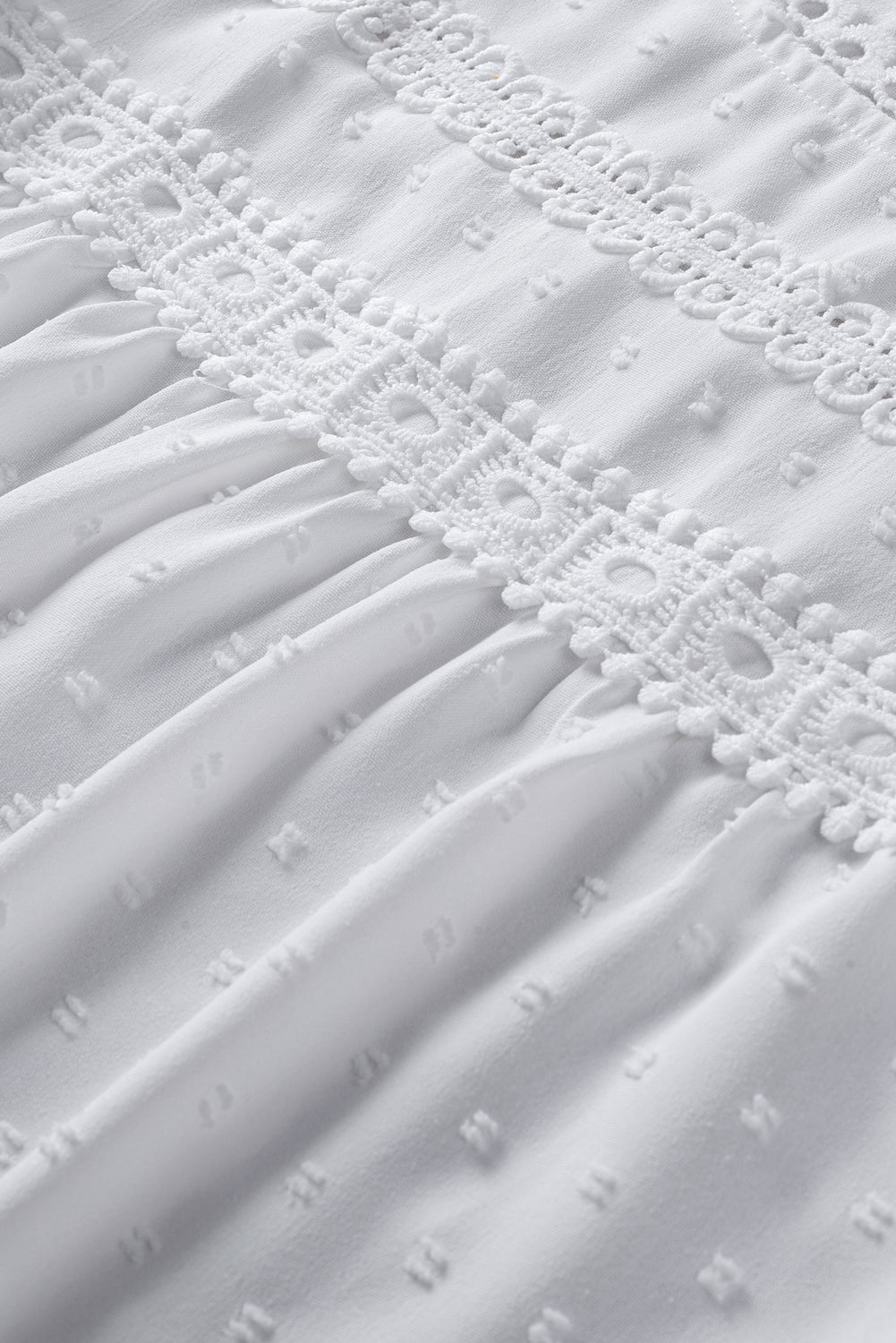 Apricot Swiss Dot Crochet Eyelet Back Button Detail Blouse