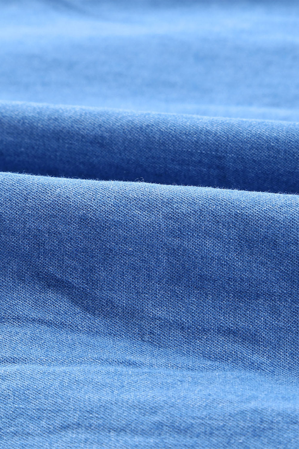 Denim Blue Pocket Casual Snap Button Short Dress